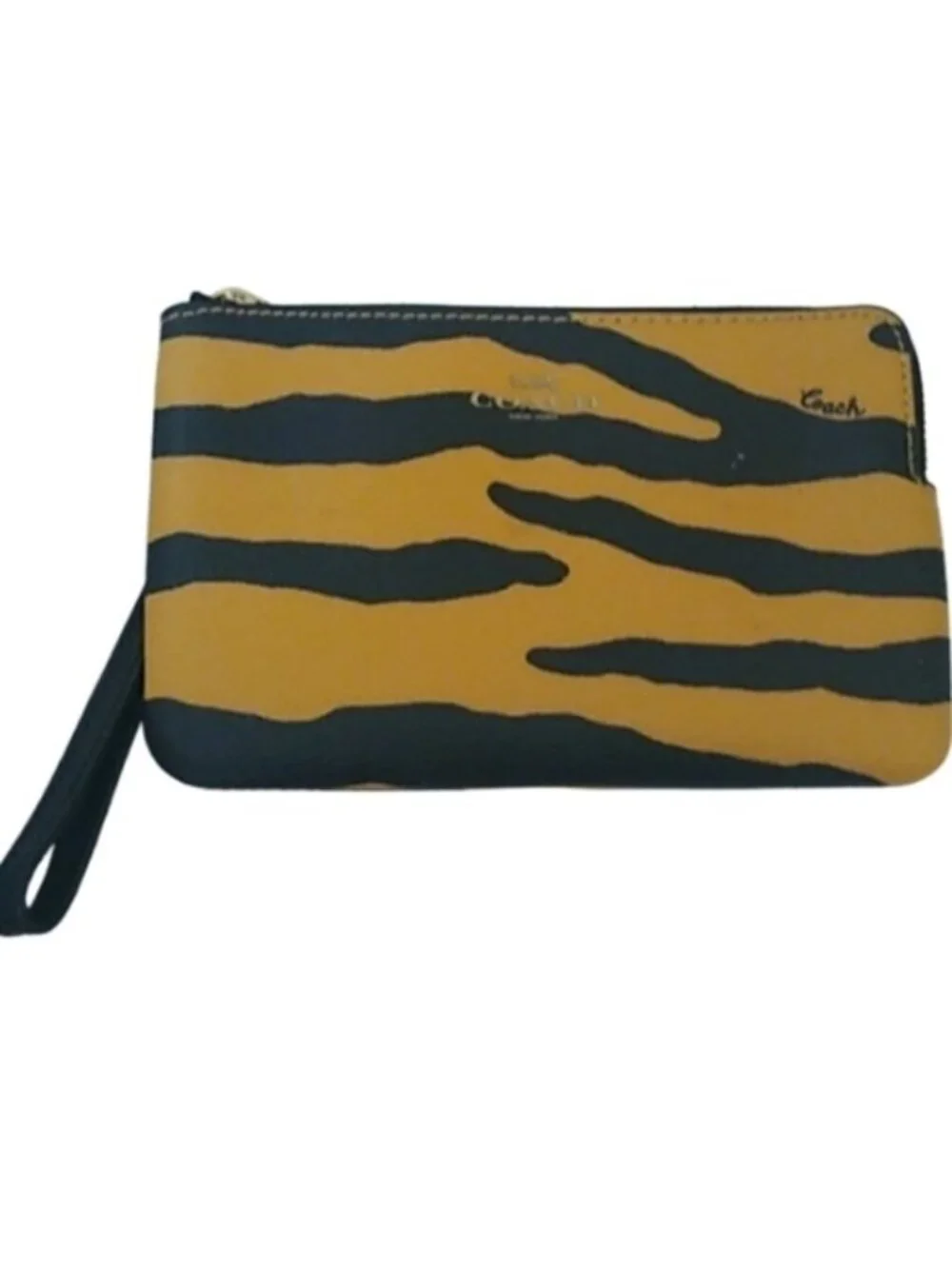 Coach C7440 Tiger Print Corner Zip Wristlet